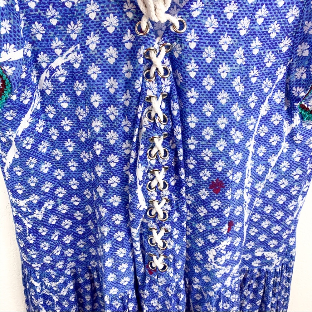 Poupette St Barth Lucy Blue Mini Dress Lace Up - Picture 5 of 8